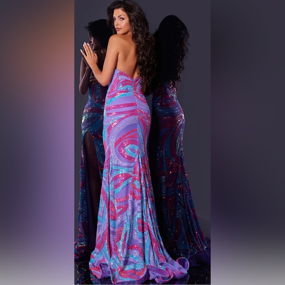 Jovani # 43058A size 8 Stunning Blue/Purple Sequin Gown Prom Pageant Formal - Picture 3 of 5